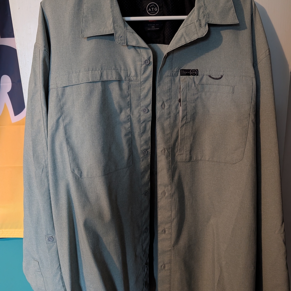 ATG by Wrangler Men's Green Button-Up Shirt